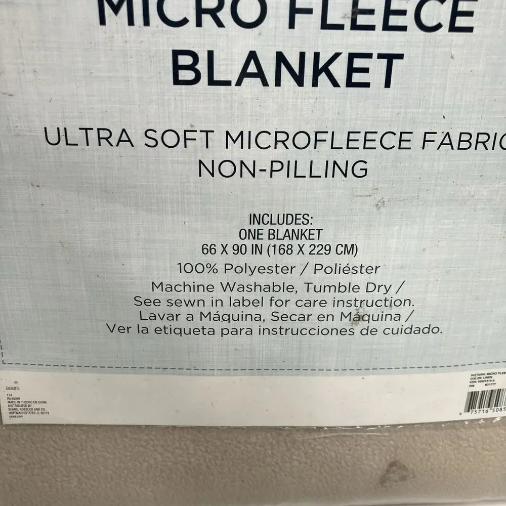 Vintage Cannon Micro Fleece Ultra Soft 66”x90” Twin Brand New Sears